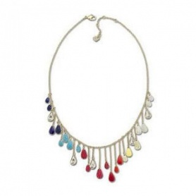 Lacquer Necklace wirh crystals drops pendant - 1050479