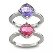 Set of pink and purple rings with crystal stone - 1047374