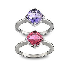 Set of pink and purple rings with crystal stone - 1047374