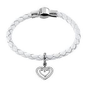 Braided Leather Bracelet Heart Charm-5113904