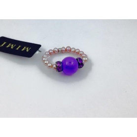 Mimi pearls and Jade Lavender ring - A023A3L