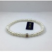 Elastisches Armband mit kleinen weissen Perlen und Silber-B02301ARL