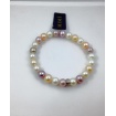 Bracciale elastica con perle multicolor medie e argento -B03804AR