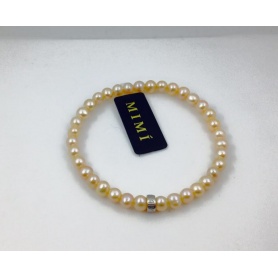 Elastisches Armband mit rosa Perlen und Silber klein-B02302AR