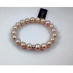 Elastic bracelet with large purple pearls and silver - B03903AR