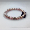 Bracciale elastica con perle viola medie e argento -B03803AR