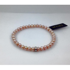 Bracciale elastica con perle viola piccole e argento - B02303AR