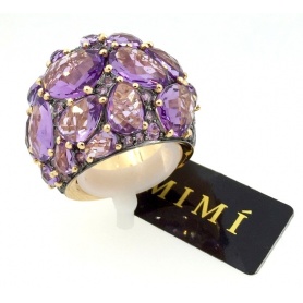 Mimì Cocktail gold ring whit Ametist and Sapphire - A324R8AZ