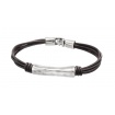 Uno de50 bracelet with leather and silver metal - In a Tube
