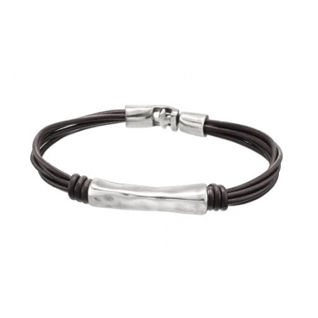 Uno de50 bracelet with leather and silver metal - In a Tube