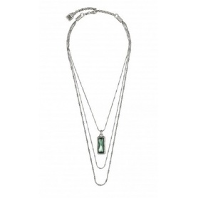 Eine Multi Draht de50-Halskette in Silber versilbertem Metall und Crystal grün