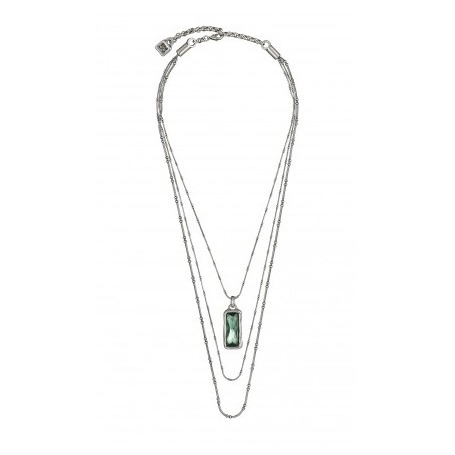 Aurora Borealis necklace Uno de50 in silver metal and crystal green 