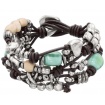 Uno de50 bracelet with leather, metal and beads - Good Rock
