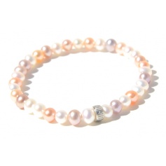 Mimi elastic bracelet with pearls and silver small ring muticolor model