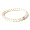 Bracciale elastica con perle bianche piccole e argento -B02301AR