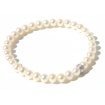 Elastisches Armband mit kleinen Perlen und Silber-B02301AR