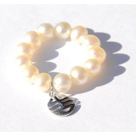 Anello Mimì perle bianche e charms Ogni bene in oro bianco - A023LB