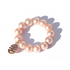 Elastic Ring Mimi purple pearls and charms Well Every, rose gold - A023LR-V