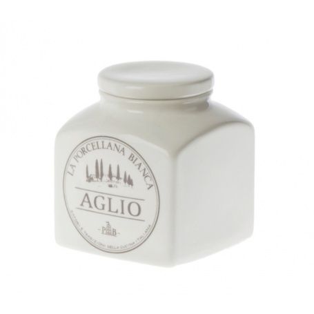 Jar for Garlic white porcelain ceramic line Preserves