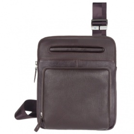 Flat leather shoulder bag Brown-Ca1358w55/TM