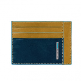 Wallet for credit card in leather Blue Square yellow&blue - PP2762B2/GAV