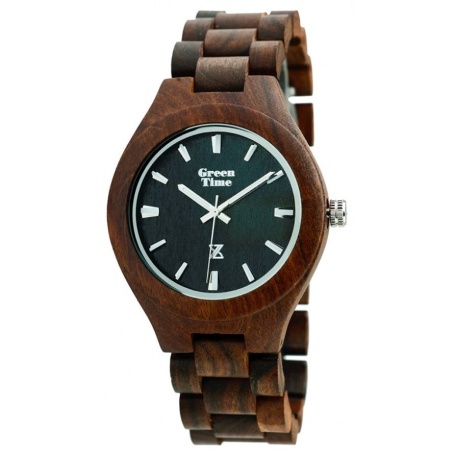Grün-Uhr Time von Zzero natürliche schwarze Sandale Holz-ZW005A