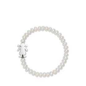 Silver Tous pearl bracelet line Beras with doll