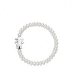 Silver Tous pearl bracelet line Beras with doll