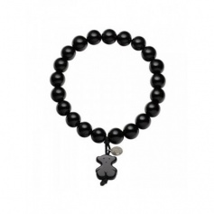 Bracelet Tous color black made in agate and silver with teddy bear