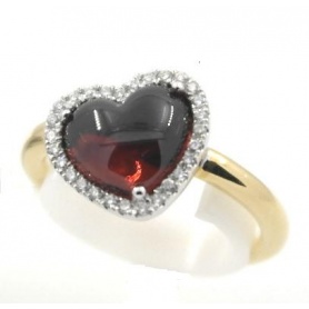 Ring Mimi line Juliet in gold with Garnet and Diamond heart shape - A305C8TB