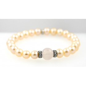 Elastic bracelet with chalcedony and silver - B041T222