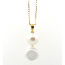 Mimi necklace line Grace in gold rosò with white pearl and white agate stone