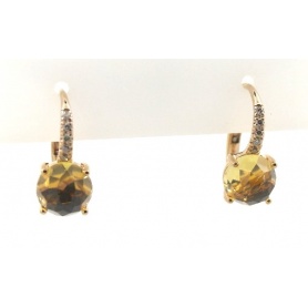 Mimi earrings line Happy in rose gold with Citrine quarz and Diamond cognac color