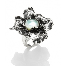 Raspini Iris collection ring in silver with flower and moonstone - 7402
