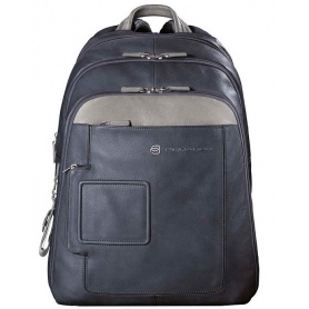 Blue leather computer backpack-piquadro CA1813VI/BGR