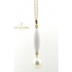 Collana Mimì in oro con agata bianca e perla - P254R1A1