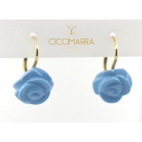 Mimi Grace Gold earrings with rose in Turquoise - 0350R8k