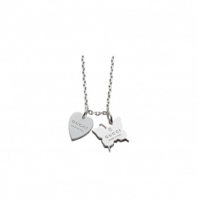 Chetry Gucci necklace heart and butterfly charms in silver - YBB22398300100U