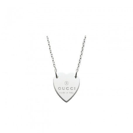 Gucci silver necklace heart pendant- YBB22351200100U