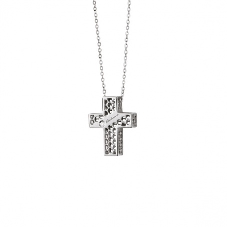 Salvini Necklace Golden Cage collection cross motif in white gold with diamond