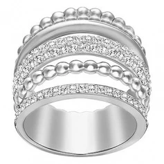 Swarovski Click ring large band in metal silver plated