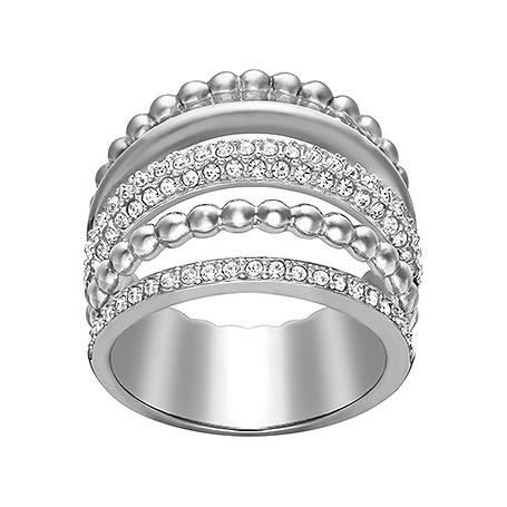 Swarovski Click ring large band in metal silver plated