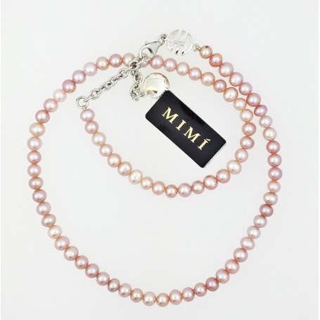 Pearls Necklace lilac color Mimi elastic line - C023XO3