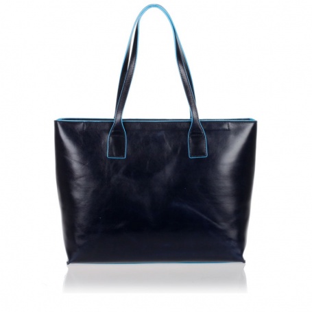 Piquadro leather shopping bag blue color - BD3336B2/BLUE2
