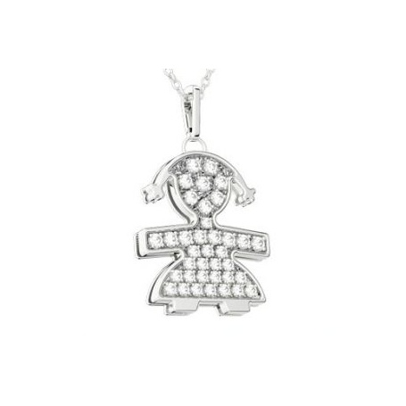 Necklace pendant Le Bebè girl in white gold and diamonds large 