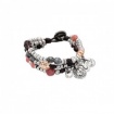 Bracelet S-pring Uno de50 in metal and leather with glasses beads