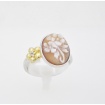Italienisch Cameo Silber Ring mit Miniatur Blumenmotiv - A23L