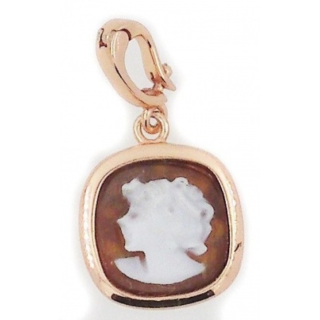 Italian Cameo pendant in Sterling Silver rose wine with Cameo woman face