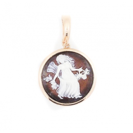 Italian cameo pendant in silver rose gold plated woman motif