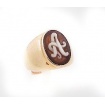 Italian Cameo ring in silver rose wine with initial A-A51